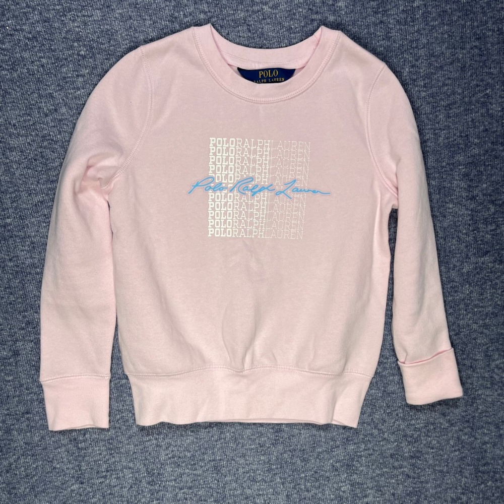 Polo Ralph Lauren Kids Pink Logo Graphic Crewneck Sweatshirt Size S 7